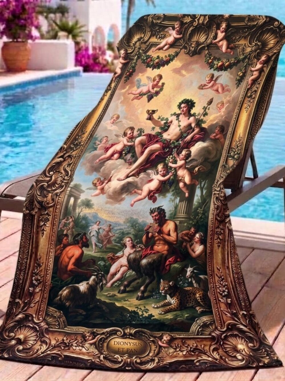 Conceptual Subculture Dionysus & Pan Mythology 71" x 39" beach towel Baroque